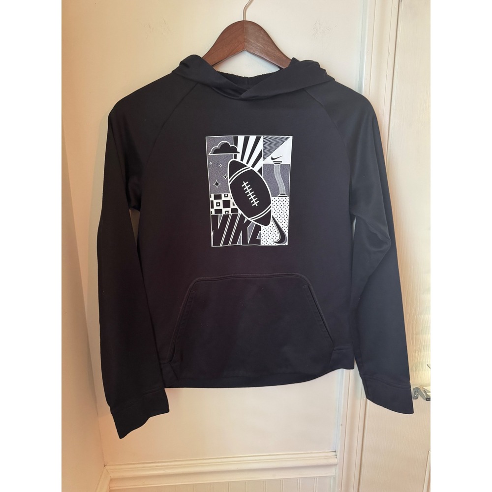 Nike‎ Boys Therma-FIT Football Graphic Hoodie Black XL Pullover Sweatshirt